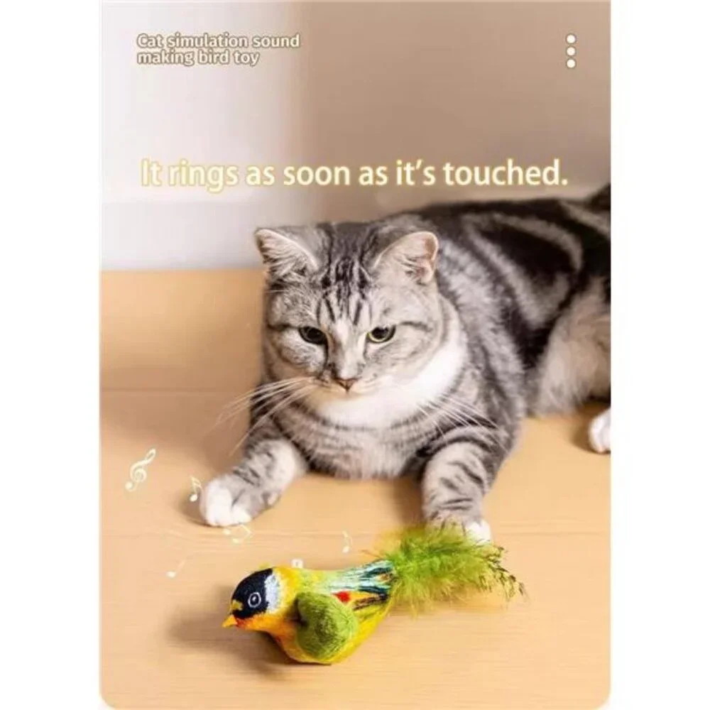 Interactive Chirping Bird Cat Toy with Catnip Automatic Self-Play & Exercise